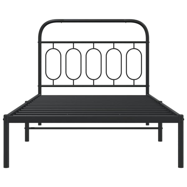 Schwarzes Metallbettgestell mit Kopfteil Atce 100x190cm