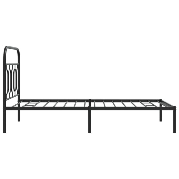 Schwarzes Metallbettgestell mit Kopfteil Atce 100x190cm