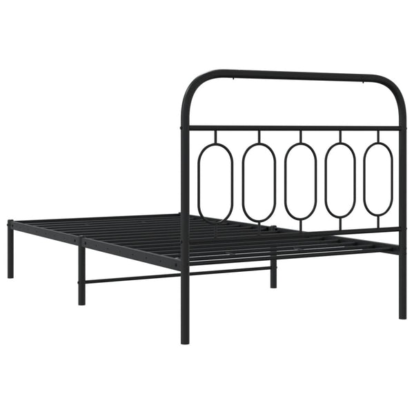 Schwarzes Metallbettgestell mit Kopfteil Atce 100x190cm
