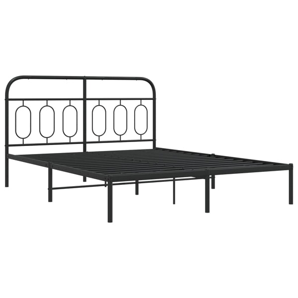 Schwarzes Metallbettgestell mit Kopfteil Atce 150x200cm