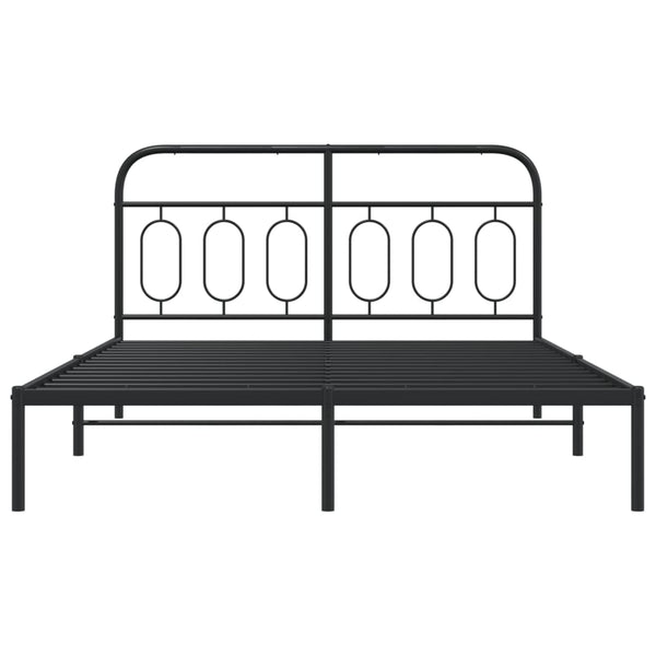 Schwarzes Metallbettgestell mit Kopfteil Atce 150x200cm