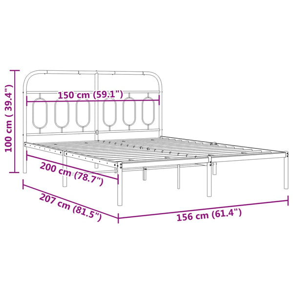 Schwarzes Metallbettgestell mit Kopfteil Atce 150x200cm