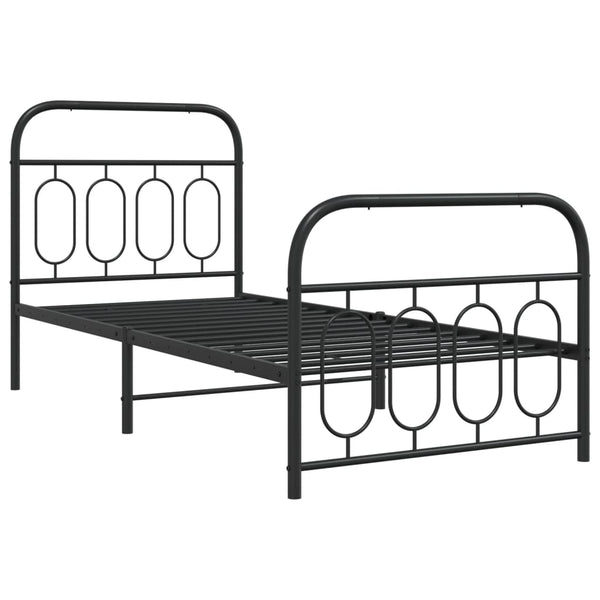 Schwarzes Metallbettgestell mit Kopfteil Atce 80x200cm