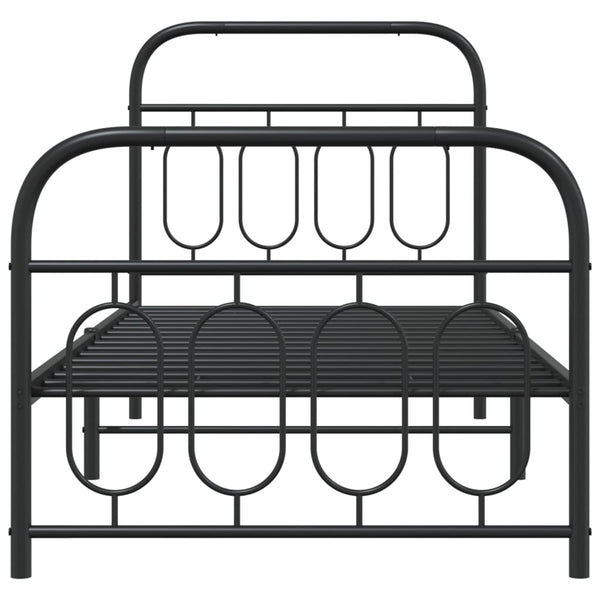 Schwarzes Metallbettgestell mit Kopfteil Atce 80x200cm