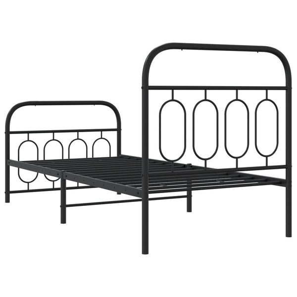 Schwarzes Metallbettgestell mit Kopfteil Atce 80x200cm