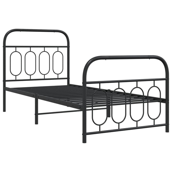 Schwarzer Metall-Bettrahmen mit Kopfteilen Atce 90x200cm