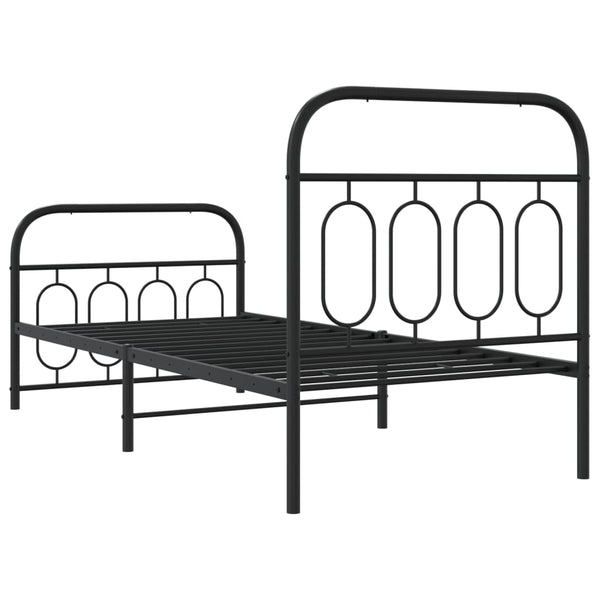 Schwarzer Metall-Bettrahmen mit Kopfteilen Atce 90x200cm