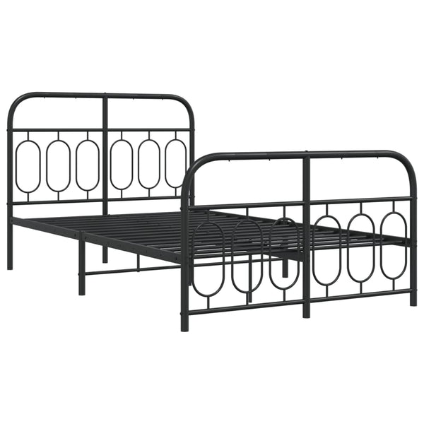 Schwarzes Metallbettgestell mit Kopfteil Atce 120x190cm