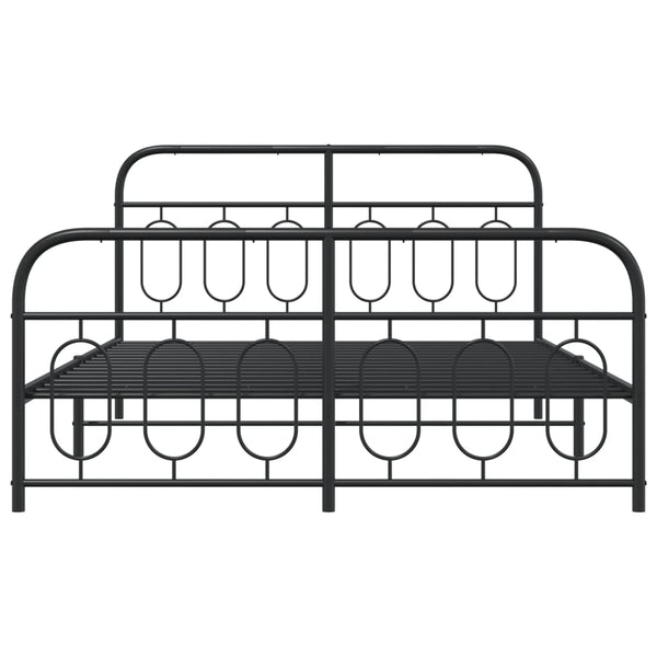 Schwarzes Metallbettgestell mit Kopfteil Atce 135x190cm