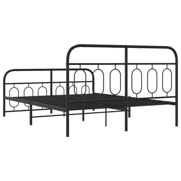 Schwarzes Metallbettgestell mit Kopfteil Atce 135x190cm