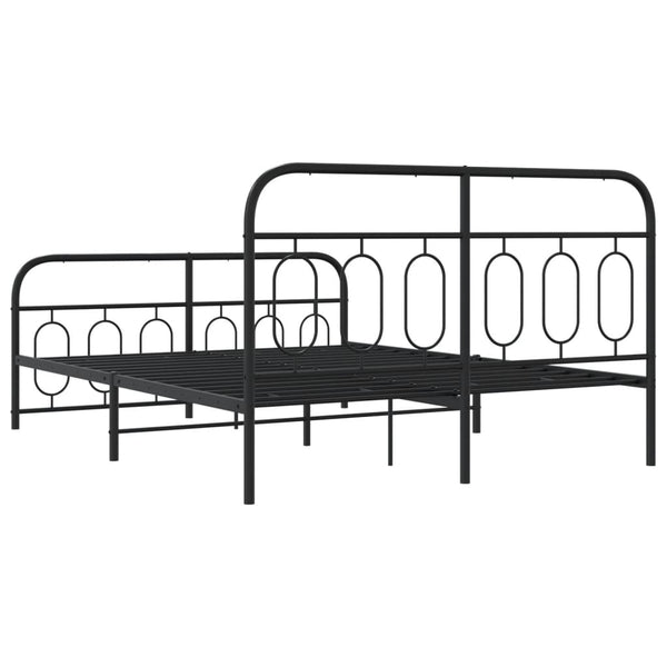 Schwarzes Metallbettgestell mit Kopf- und Fußteil Atce 140x190cm