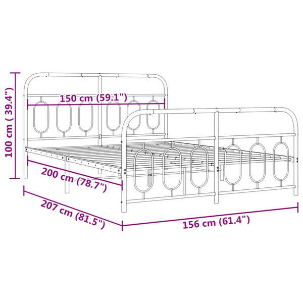 Schwarzes Metallbettgestell mit Kopfteilen Atce 150x200cm