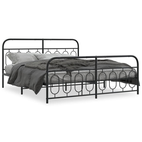 Schwarzes Metallbettgestell mit Kopfteilen Atce 183x213cm