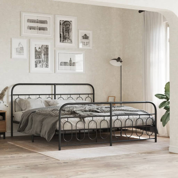 Schwarzes Metallbettgestell mit Kopfteilen Atce 183x213cm