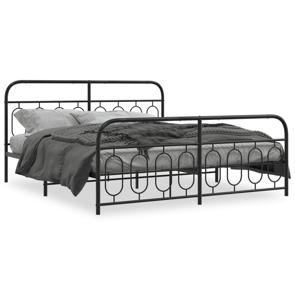Schwarzes Metallbettgestell mit Kopfteil Atce 193x203cm