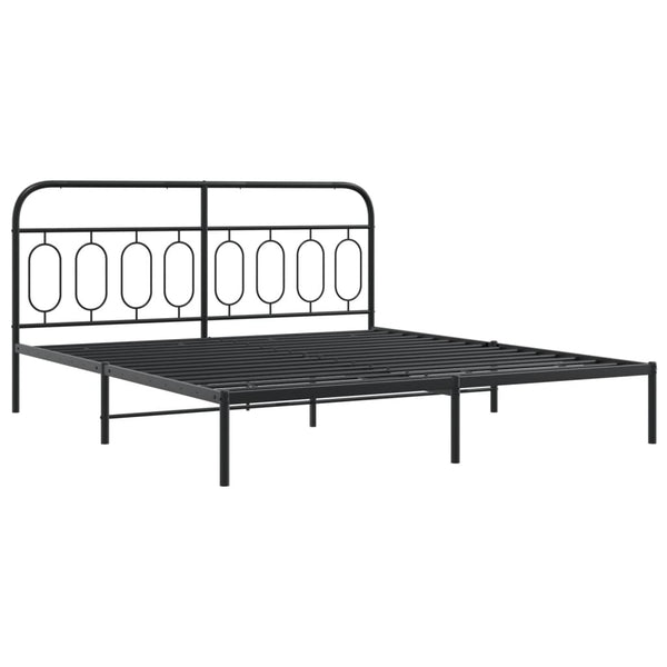 Schwarzes Metallbettgestell mit Kopfteil Atce 193x203cm