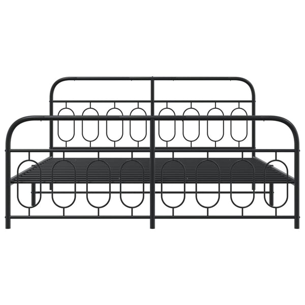 Schwarzes Metallbettgestell mit Kopfteil Atce 193x203cm