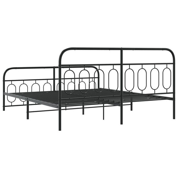Schwarzes Metallbettgestell mit Kopfteil Atce 193x203cm