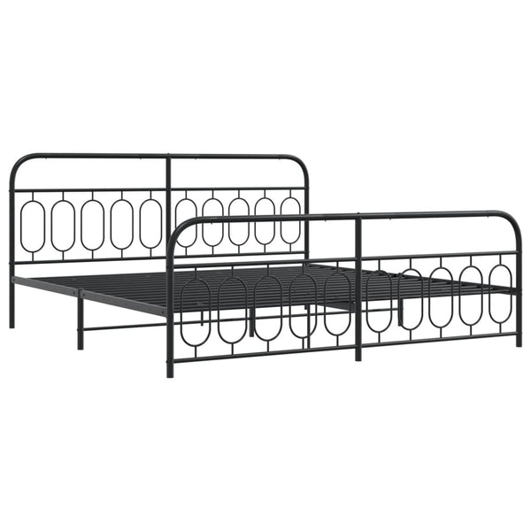 Schwarzes Metallbettgestell mit Kopfteil Atce 200x200cm