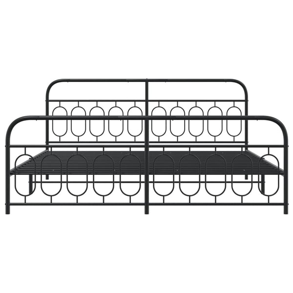 Schwarzes Metallbettgestell mit Kopfteil Atce 200x200cm