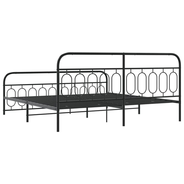 Schwarzes Metallbettgestell mit Kopfteil Atce 200x200cm