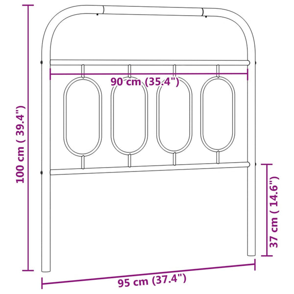 Schwarzes Kopfteil aus Metall Marsilia 90cm