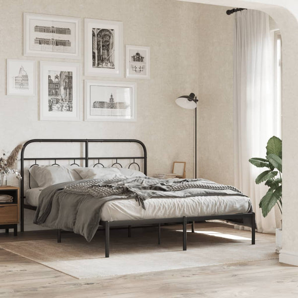 Schwarzes Kopfteil aus Metall Marsilia 137 cm