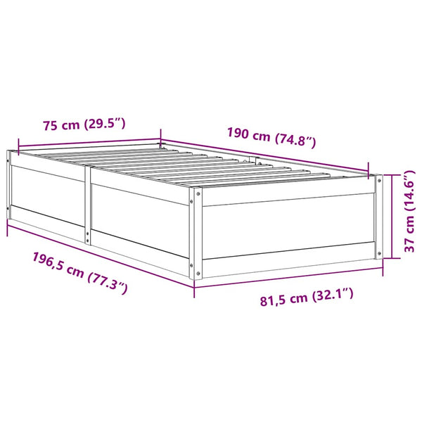 Bettgestell Durwood 75x190cm (Kiefer)