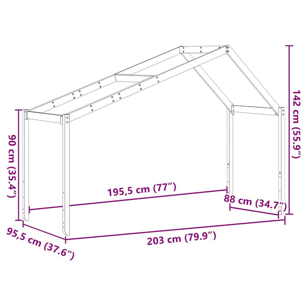 Vahanruskea lastensängyn katos Giumacai 203x95,5x142cm (mänty)