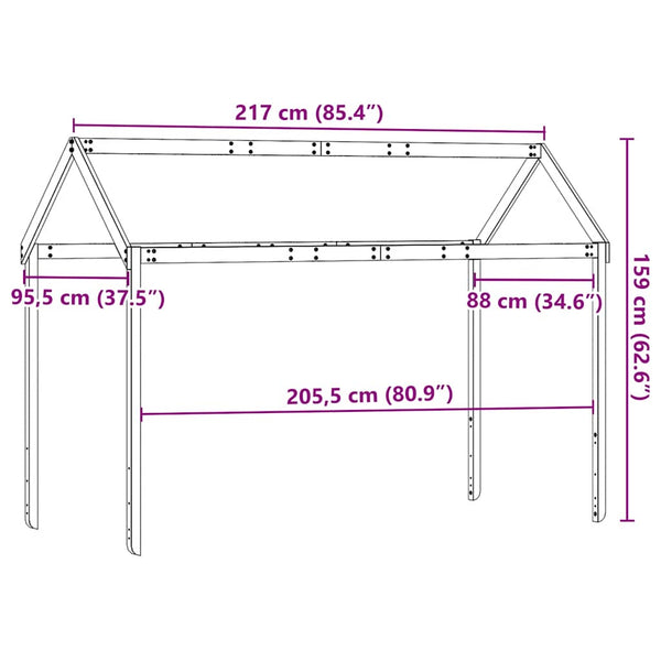 Leinenfarbener Kinderbetthimmel Letzner 217x95,5x159cm (Kiefer)