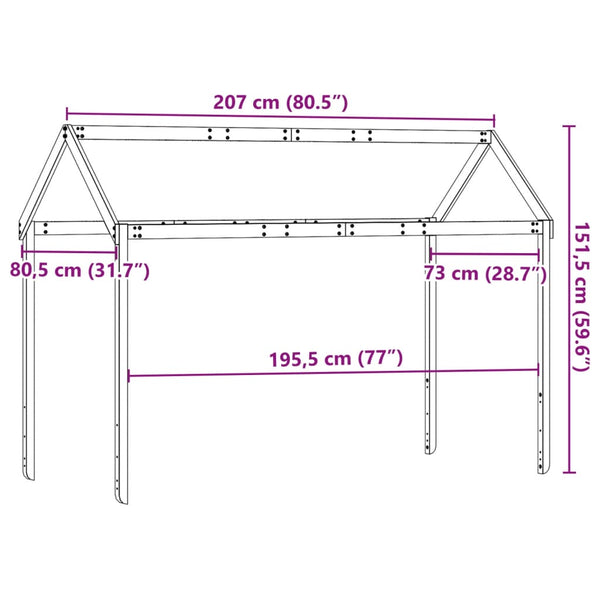 Wachsbrauner Kinderbetthimmel Letzner 207x80,5x151,5cm (Kiefer)