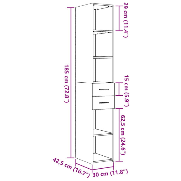 Weißer Schrank Ermin 30x42,5x185cm (Holz)