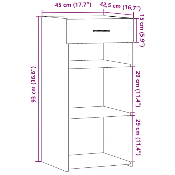 Graue Kommode Aranca 45x42,5x93cm (Holz)