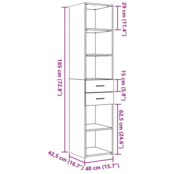 Betongrauer Schrank Gertruda 40x42,5x185cm (Holz)