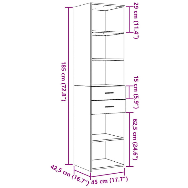 Schwarzer Schrank Dincer 45x42,5x185cm (Holz)