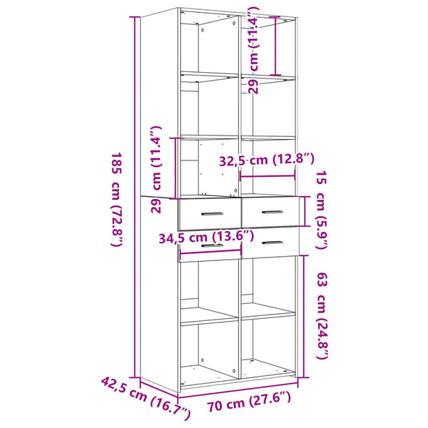 Schwarzer Schrank Maties 70x42,5x185cm (Holz)