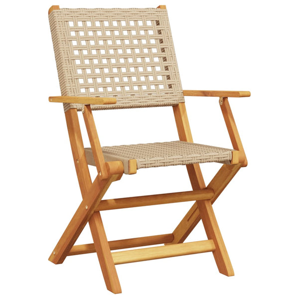 Beige bistrosarja Carlla (3-osainen, polyrottinki ja puu)