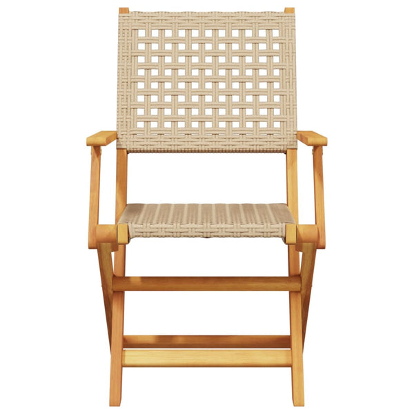 Beige bistrosarja Carlla (3-osainen, polyrottinki ja puu)