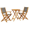 Graues 3-teiliges Bistro-Set Slagan (Polypropylen und Akazienholz)