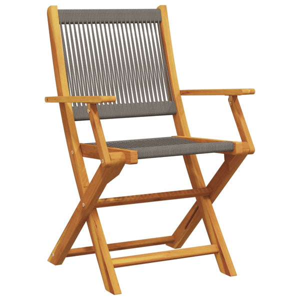 Graues 3-teiliges Bistro-Set Slagan (Polypropylen und Akazienholz)