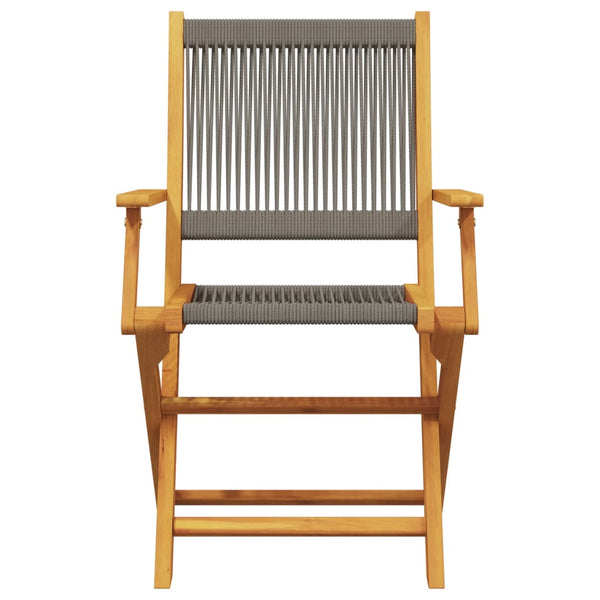 Graues 3-teiliges Bistro-Set Slagan (Polypropylen und Akazienholz)