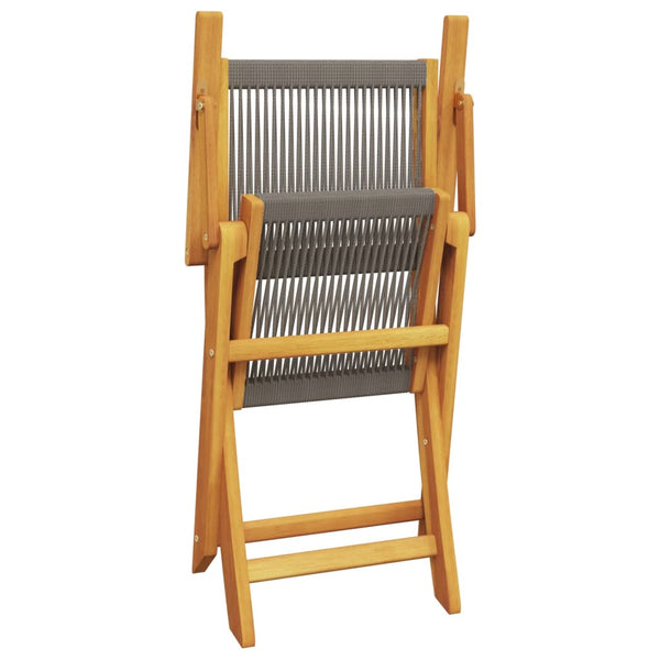 Graues 3-teiliges Bistro-Set Slagan (Polypropylen und Akazienholz)