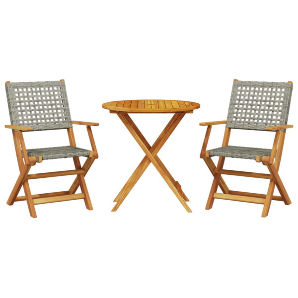 Carlla Bistrogarnitur grau (3-teilig, Polyrattan und Akazienholz)