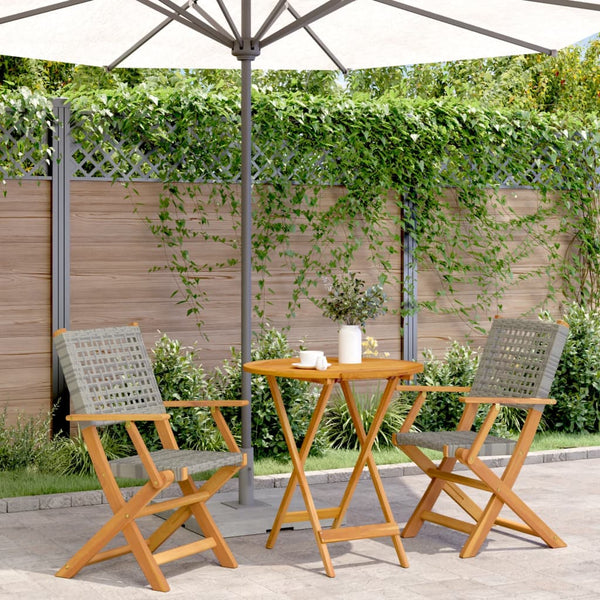 Carlla Bistrogarnitur grau (3-teilig, Polyrattan und Akazienholz)