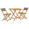 Graues 3-teiliges Bistro-Set Vantel (Polypropylen und Holz)