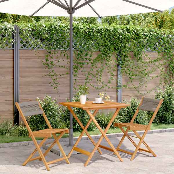 Graues 3-teiliges Bistro-Set Vantel (Polypropylen und Holz)
