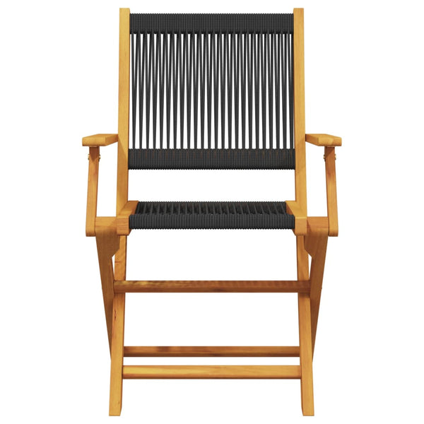 Schwarzes Bistro-Set Slagan (Akazienholz und Polypropylen, 3-teilig)