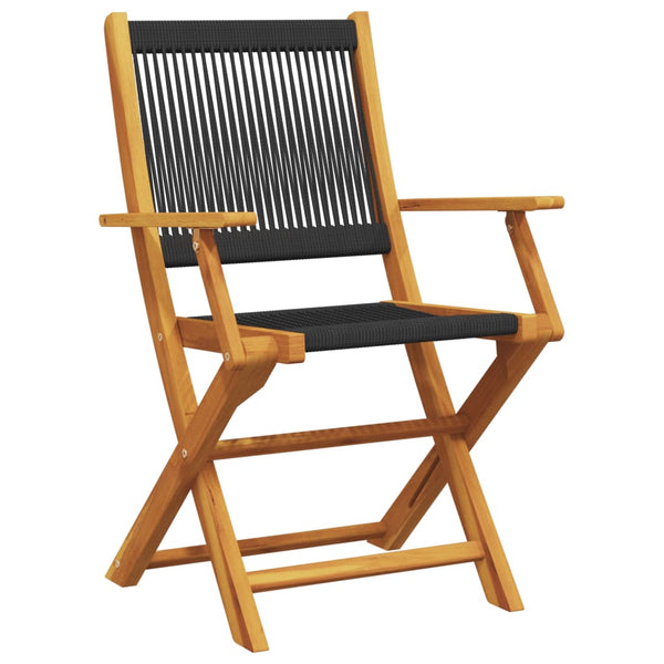 Schwarzes Bistro-Set Slagan (Akazienholz und Polypropylen, 3-teilig)