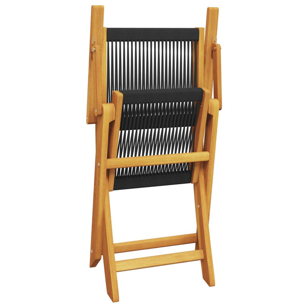 Schwarzes Bistro-Set Slagan (Akazienholz und Polypropylen, 3-teilig)