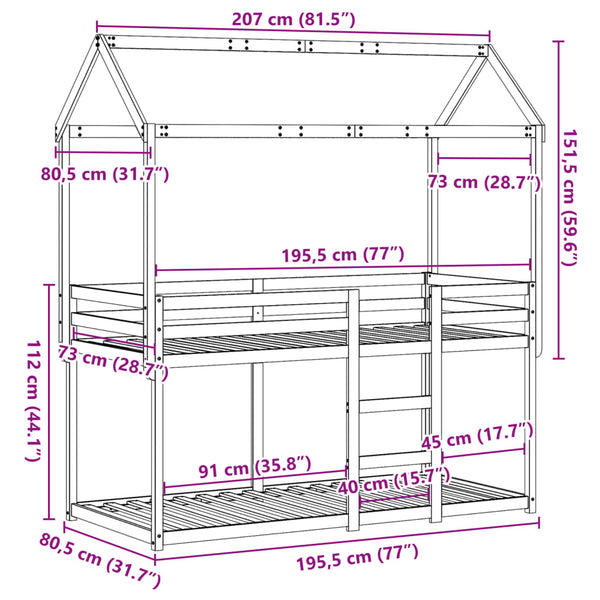 Etagenbett Katolla Gerasel 75x190cm (Kiefer)
